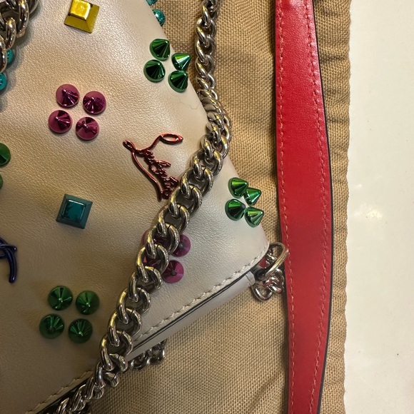 Christian Louboutin Paloma White Multi Metal Leather Clutch - Picture 2 of 8